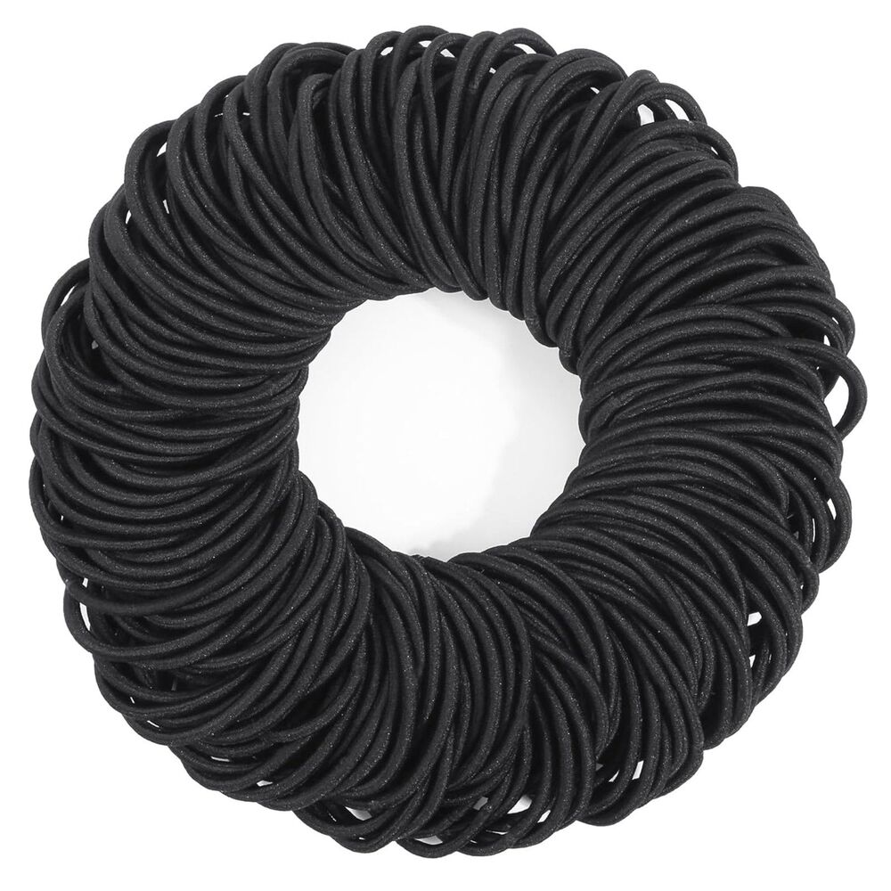 Women's 200 Pcs Black Hair Ties Elastics Ponytail Bands for Thick Curly Hair